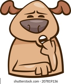 Cartoon Vector Illustration of Funny Dog Expressing Sleepy Mood or Emotion