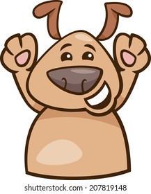 Cartoon Vector Illustration of Funny Dog Expressing Happy Mood or Emotion