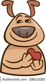 Cartoon Vector Illustration of Funny Dog Expressing In Love Mood or Emotion