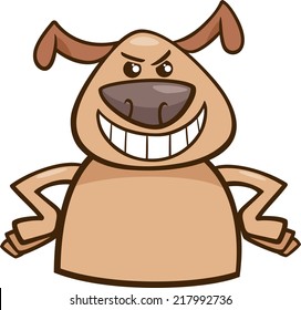 Cartoon Vector Illustration of Funny Dog Expressing Cruel or Malicious Mood or Emotion