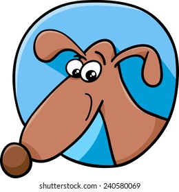 Cartoon Vector Illustration of Funny Dog Sign or Icon