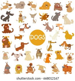 Cartoon Vector Illustration of Funny Dogs Pet Animal Characters Big Set