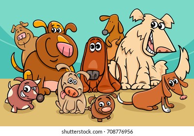 Cartoon Vector Illustration of Funny Dogs Animal Characters