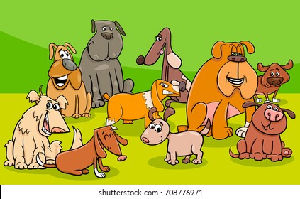Cartoon Vector Illustration of Funny Dogs Animal Characters Group