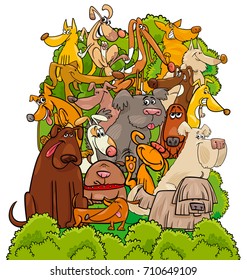 Cartoon Vector Illustration of Funny Dogs and Puppies Animal Characters Group