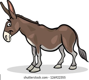 Cartoon Vector Illustration of Funny Donkey Farm Animal