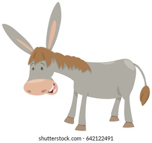 Cartoon Vector Illustration of Funny Donkey Farm Animal Character