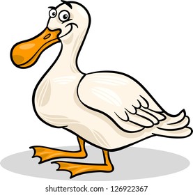 Cartoon Vector Illustration of Funny Duck Farm Bird Animal