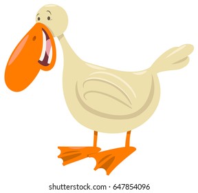 Cartoon Vector Illustration of Funny Duck Bird Farm Animal Character