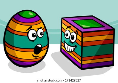 Cartoon Vector Illustration of Funny Easter Square Egg