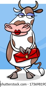 Cartoon Vector Illustration of Funny Elegant Spotted Cow Farm Animal