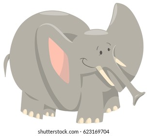 Cartoon Vector Illustration of Funny Elephant Comic Animal Character