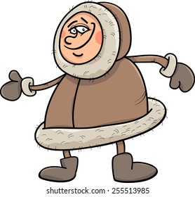 Cartoon Vector Illustration of Funny Eskimo or Lapp Man