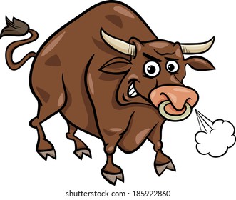 Cartoon Vector Illustration of Funny Farm Bull Animal