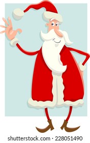 Cartoon Vector Illustration of Funny Flat Design Santa Claus on Christmas