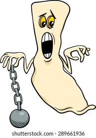 Cartoon Vector Illustration of Funny Ghost Halloween or Fantasy Character with Chain