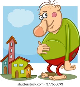 Cartoon Vector Illustration of Funny Giant Fantasy or Fairy Tale Character