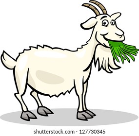 Cartoon Vector Illustration of Funny Goat Farm Animal