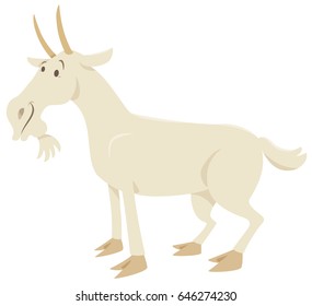 Cartoon Vector Illustration of Funny Goat Farm Animal Character