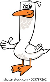 Cartoon Vector Illustration of Funny Goose Farm Bird Animal Character
