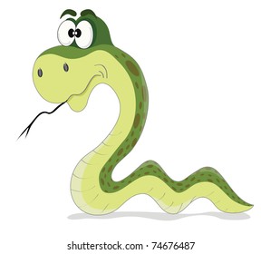 cartoon vector illustration of funny green snake