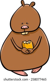 Cartoon Vector Illustration of Funny Hamster with Corn Grain