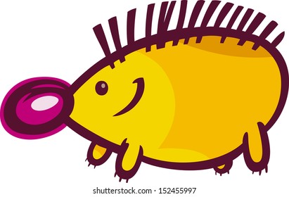 Cartoon Vector Illustration of Funny Hedgehog Animal