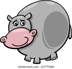 Cartoon Vector Illustration of Funny Hippo or Hippopotamus Wild Animal