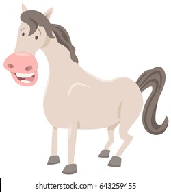 Cartoon Vector Illustration of Funny Horse Farm Animal