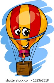 Cartoon Vector Illustration of Funny Hot Air Balloon Comic Mascot Character