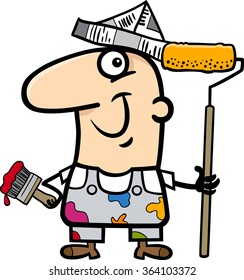 Cartoon Vector Illustration Funny House Painter Stock Vector (Royalty ...