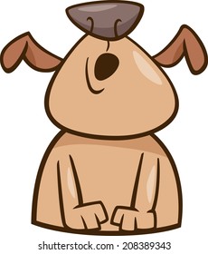 Cartoon Vector Illustration of Funny Howling Dog or Puppy