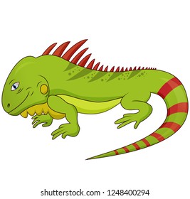 Cartoon Vector Illustration of Funny Iguana Lizard Reptile Animal Character