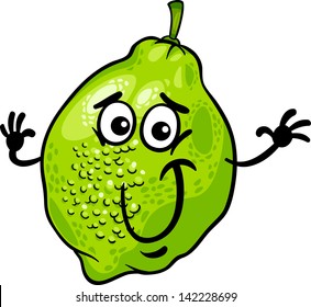 Cartoon Vector Illustration of Funny Lime Citrus Fruit Food Comic Character