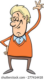 Cartoon Vector illustration of Funny Man Waving his Hand