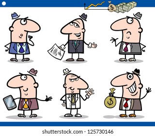 Cartoon Vector Illustration of Funny Men or Businessmen Characters Set