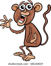 Cartoon Vector Illustration of Funny Monkey Animal Character