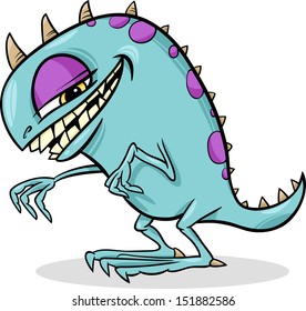 Cartoon Vector Illustration of Funny Monster or Fright or Bogie