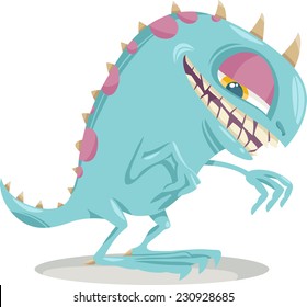 Cartoon Vector Illustration of Funny Monster or Fright or Boogie