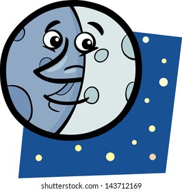 Cartoon Vector Illustration of Funny Moon Comic Mascot Character