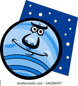 Cartoon Vector Illustration of Funny Neptune Planet Comic Mascot Character