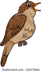 Cartoon Vector Illustration of Funny Nightingale Bird Animal