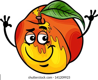 Cartoon Vector Illustration of Funny Peach Fruit Food Comic Character