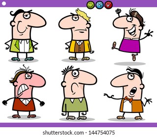 Cartoon Vector Illustration of Funny People Emotions or Expressions Characters Set