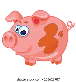 cartoon vector illustration- funny pig on white background