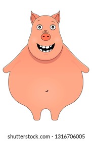 Cartoon vector illustration of a funny pig.