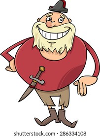 Cartoon Vector Illustration of Funny Pirate Character with Knife