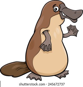 Cartoon Vector Illustration of Funny Platypus or Duckbill Animal