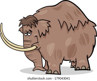 Cartoon Vector Illustration of Funny Prehistoric Mammoth or Mastodon