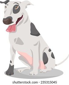 Cartoon Vector Illustration of Funny Purebred Bull Terrier Dog